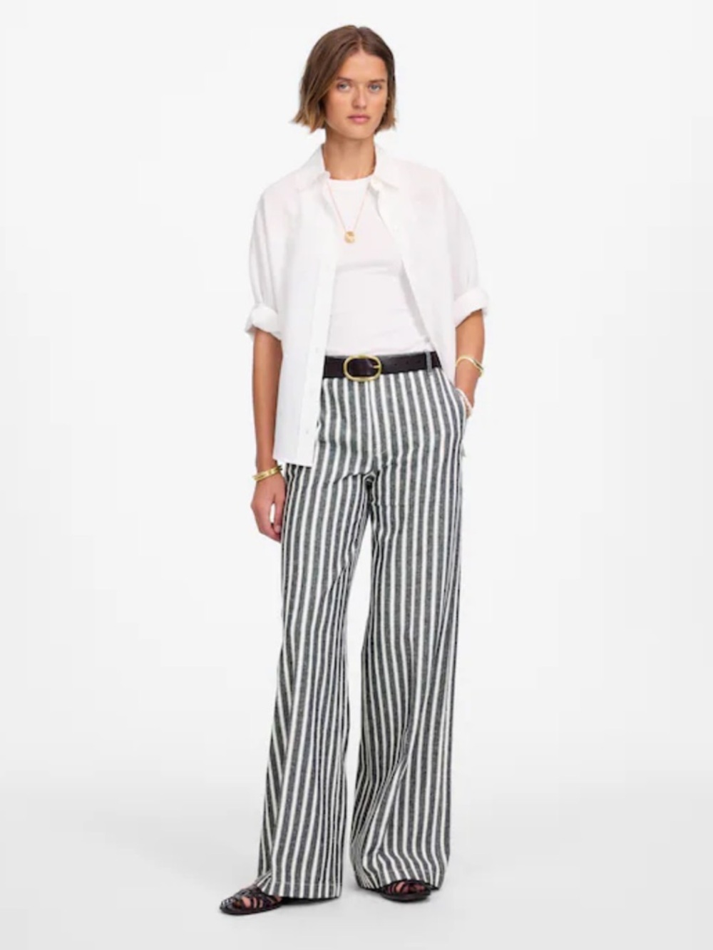 Madewell Tall Zoe Relaxed Wide Pant in Linen-Cotton Blend